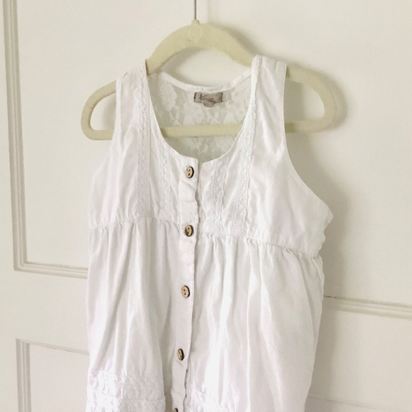 Girl Clothes Sizes 7/8 White Top Peasant Summer Floral Tank Dress Sleeveless - Picture 3 of 14